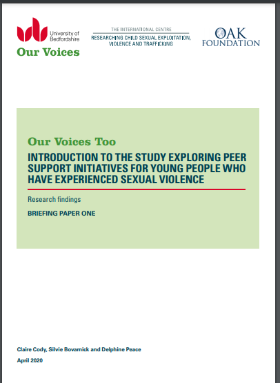 Introduction to the study exploring peer support initiatives for young people who have experienced sexual violence: Briefing paper one