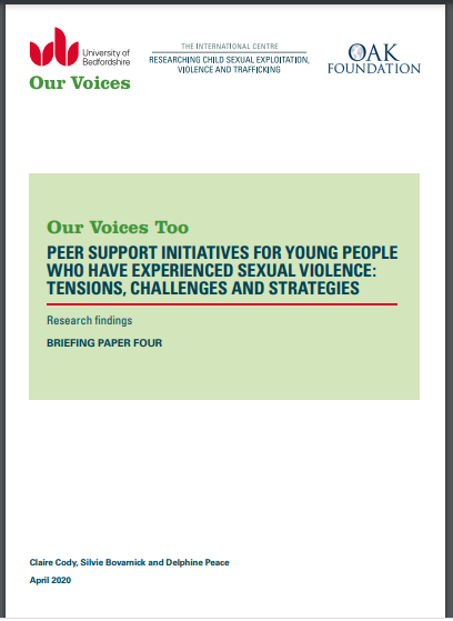Peer support for young people who have experienced sexual violence - tensions, challenges and strategies: Briefing paper four
