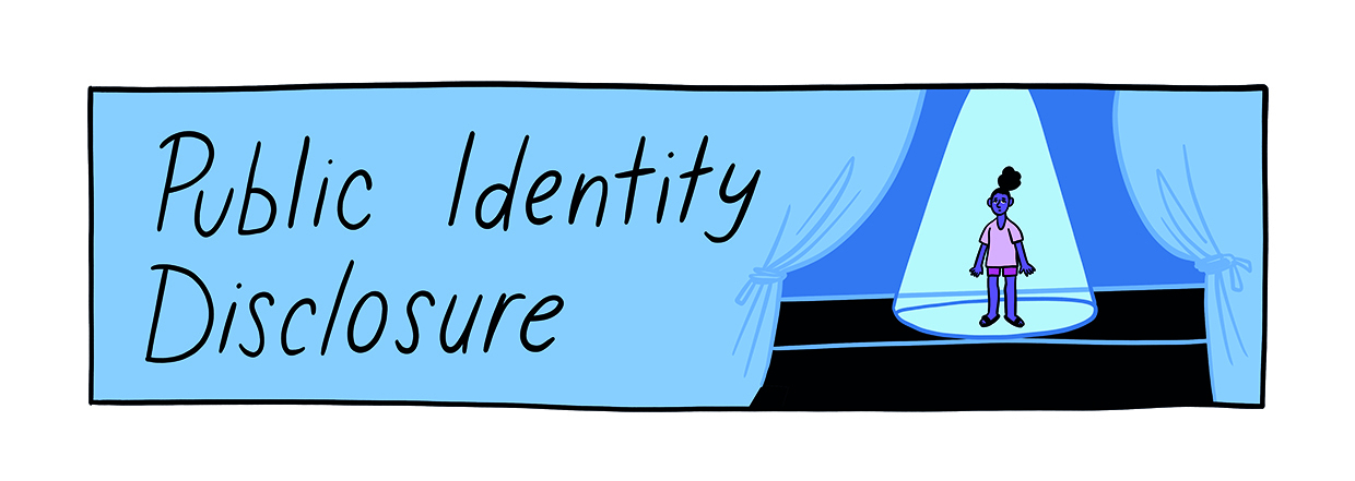 Theme 4: 'Public Identity Disclosure' from 'Seeing things from both sides: A comic to help young people and professionals understand each other’s views about young survivors’ participation in efforts to address child sexual abuse and exploitation'